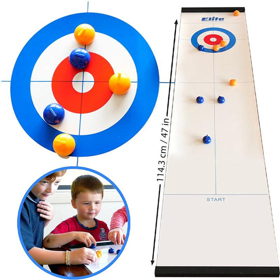Mini-Tischcurling Spiel für Zuhause mit Gleitsteinen & Magnetstangen