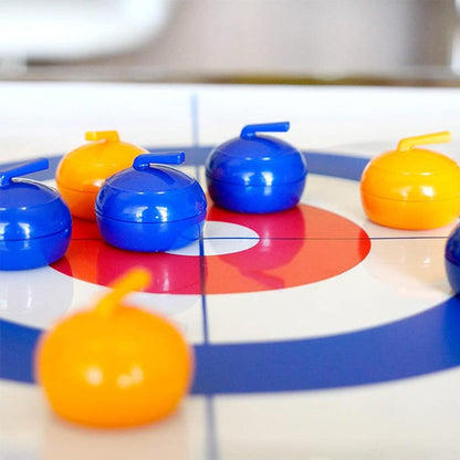 Mini-Tischcurling Spiel für Zuhause mit Gleitsteinen & Magnetstangen