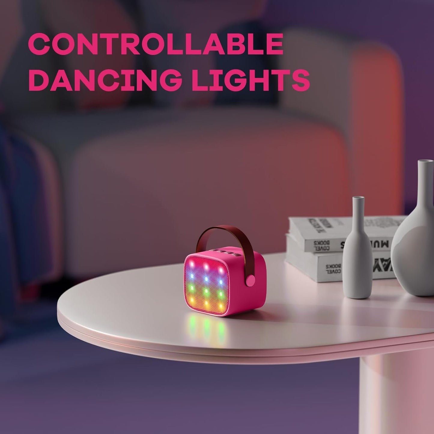 Tragbare Mini-Karaoke-Maschine mit Bluetooth-Lautsprecher und 2 kabellosen Mikrofonen – Veylo