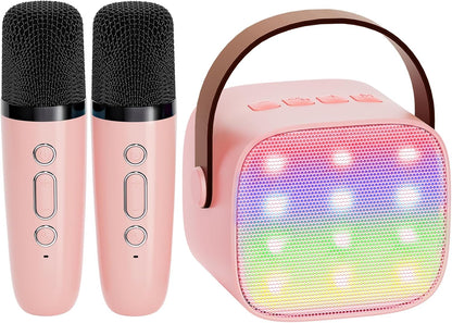 Tragbare Mini-Karaoke-Maschine mit Bluetooth-Lautsprecher und 2 kabellosen Mikrofonen – Veylo