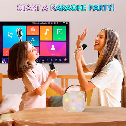 Tragbare Mini-Karaoke-Maschine mit Bluetooth-Lautsprecher und 2 kabellosen Mikrofonen – Veylo