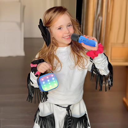 Tragbare Mini-Karaoke-Maschine mit Bluetooth-Lautsprecher und 2 kabellosen Mikrofonen – Veylo