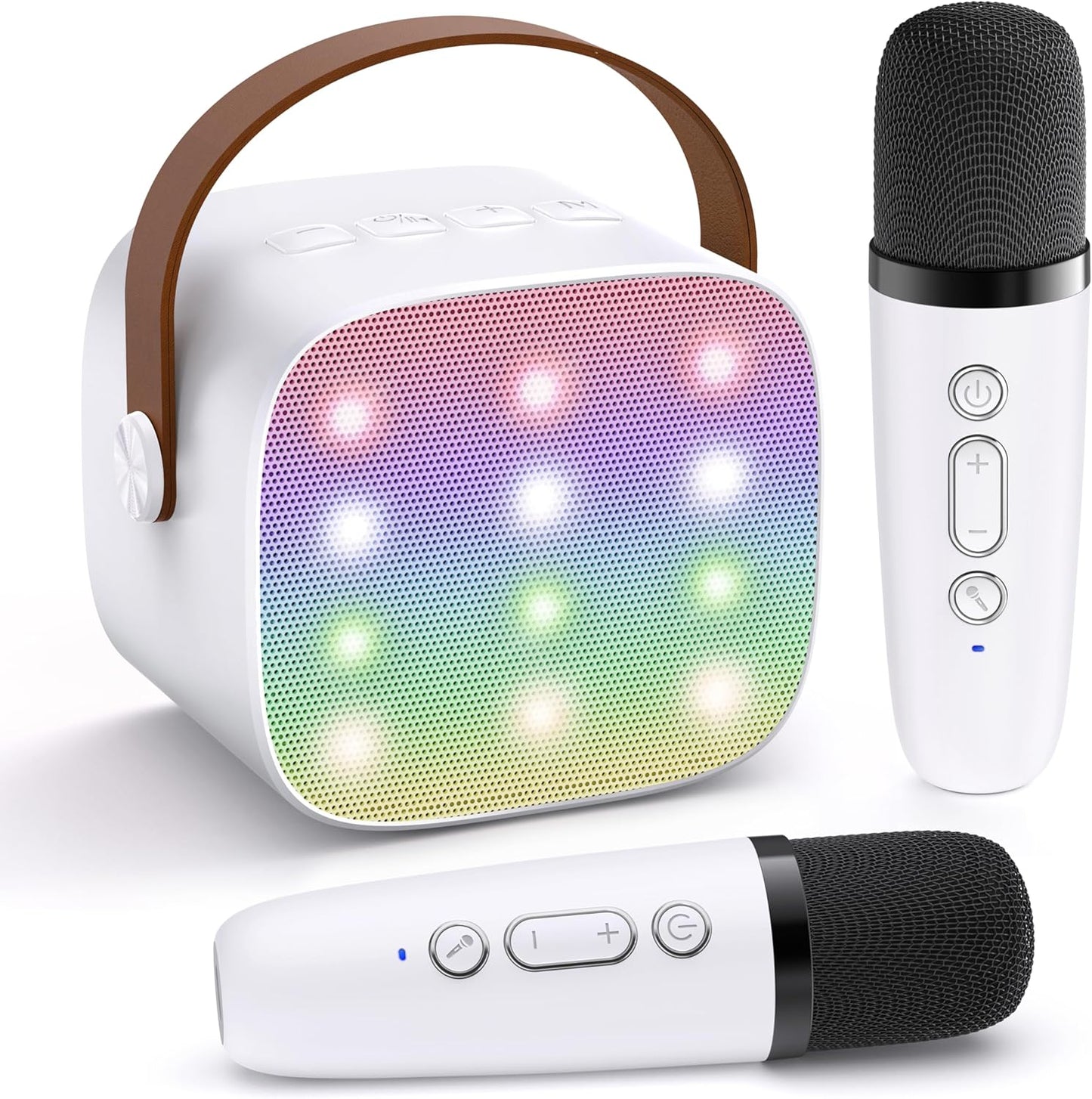 Tragbare Mini-Karaoke-Maschine mit Bluetooth-Lautsprecher und 2 kabellosen Mikrofonen – Veylo
