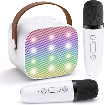 Tragbare Mini-Karaoke-Maschine mit Bluetooth-Lautsprecher und 2 kabellosen Mikrofonen – Veylo