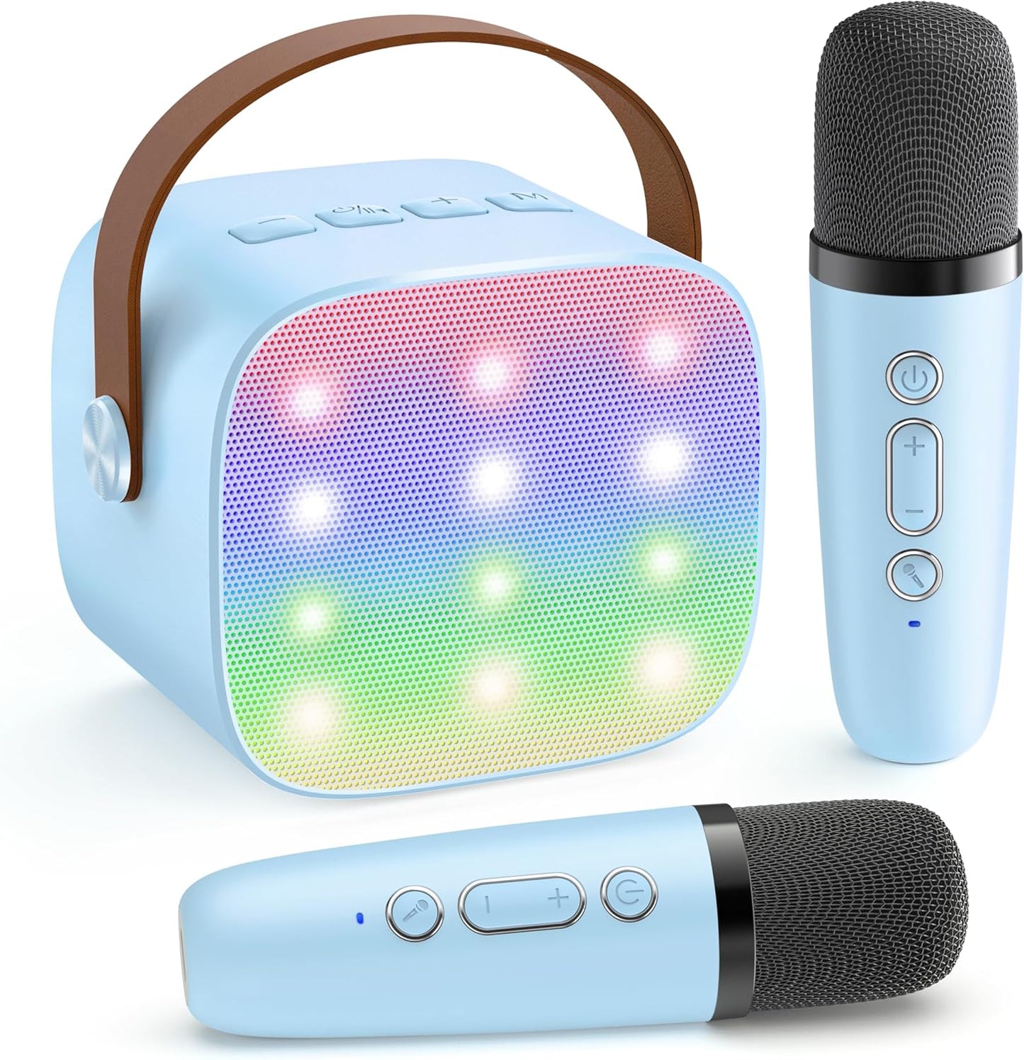 Tragbare Mini-Karaoke-Maschine mit Bluetooth-Lautsprecher und 2 kabellosen Mikrofonen – Veylo
