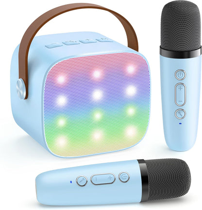 Tragbare Mini-Karaoke-Maschine mit Bluetooth-Lautsprecher und 2 kabellosen Mikrofonen – Veylo