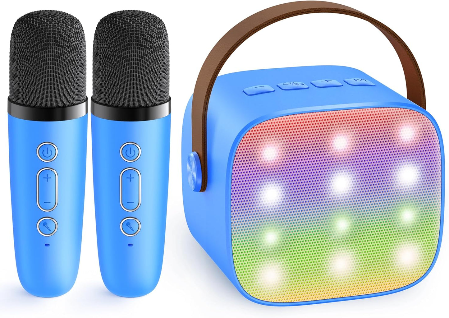 Tragbare Mini-Karaoke-Maschine mit Bluetooth-Lautsprecher und 2 kabellosen Mikrofonen – Veylo