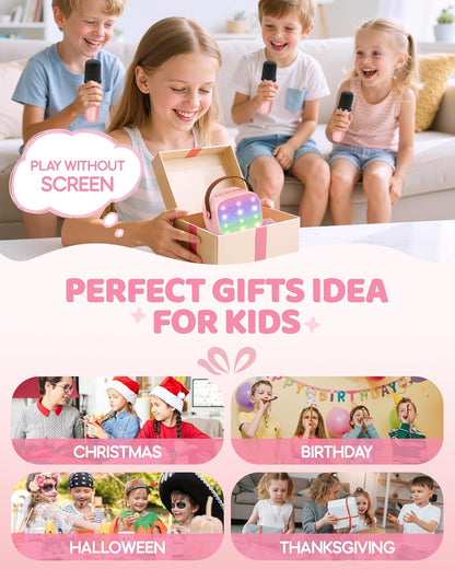 Tragbare Mini-Karaoke-Maschine mit Bluetooth-Lautsprecher und 2 kabellosen Mikrofonen – Veylo