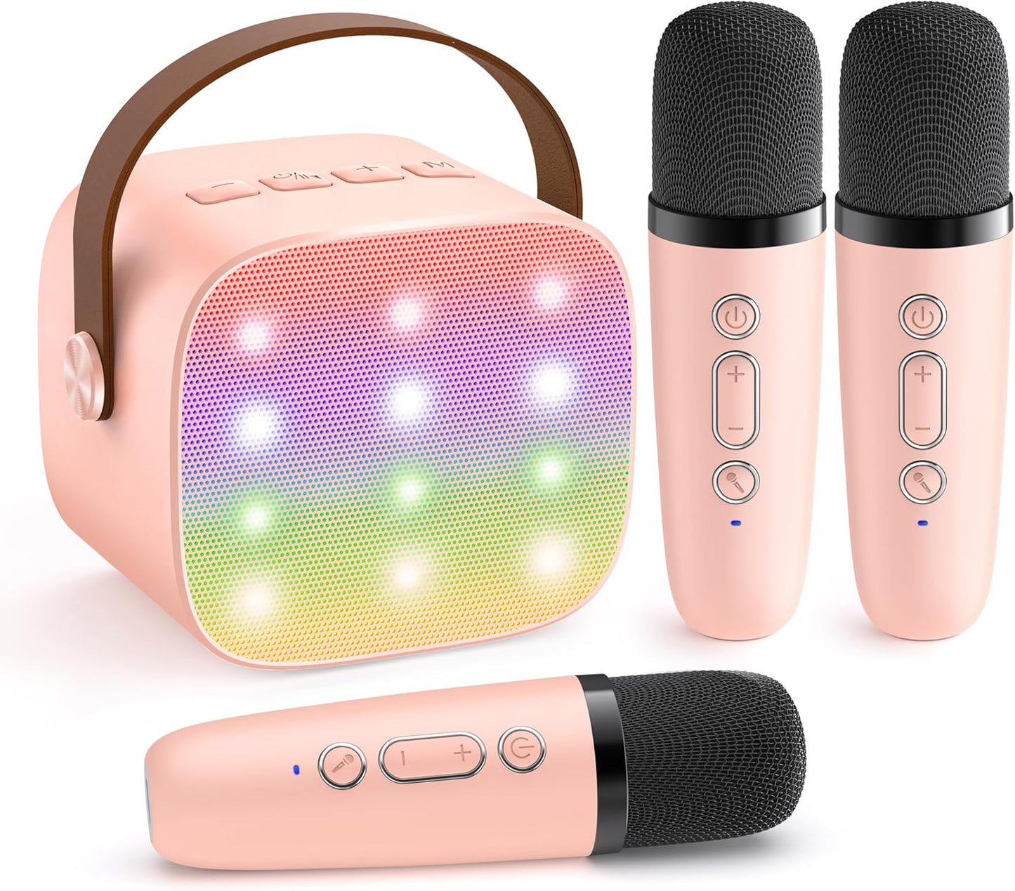 Tragbare Mini-Karaoke-Maschine mit Bluetooth-Lautsprecher und 2 kabellosen Mikrofonen – Veylo