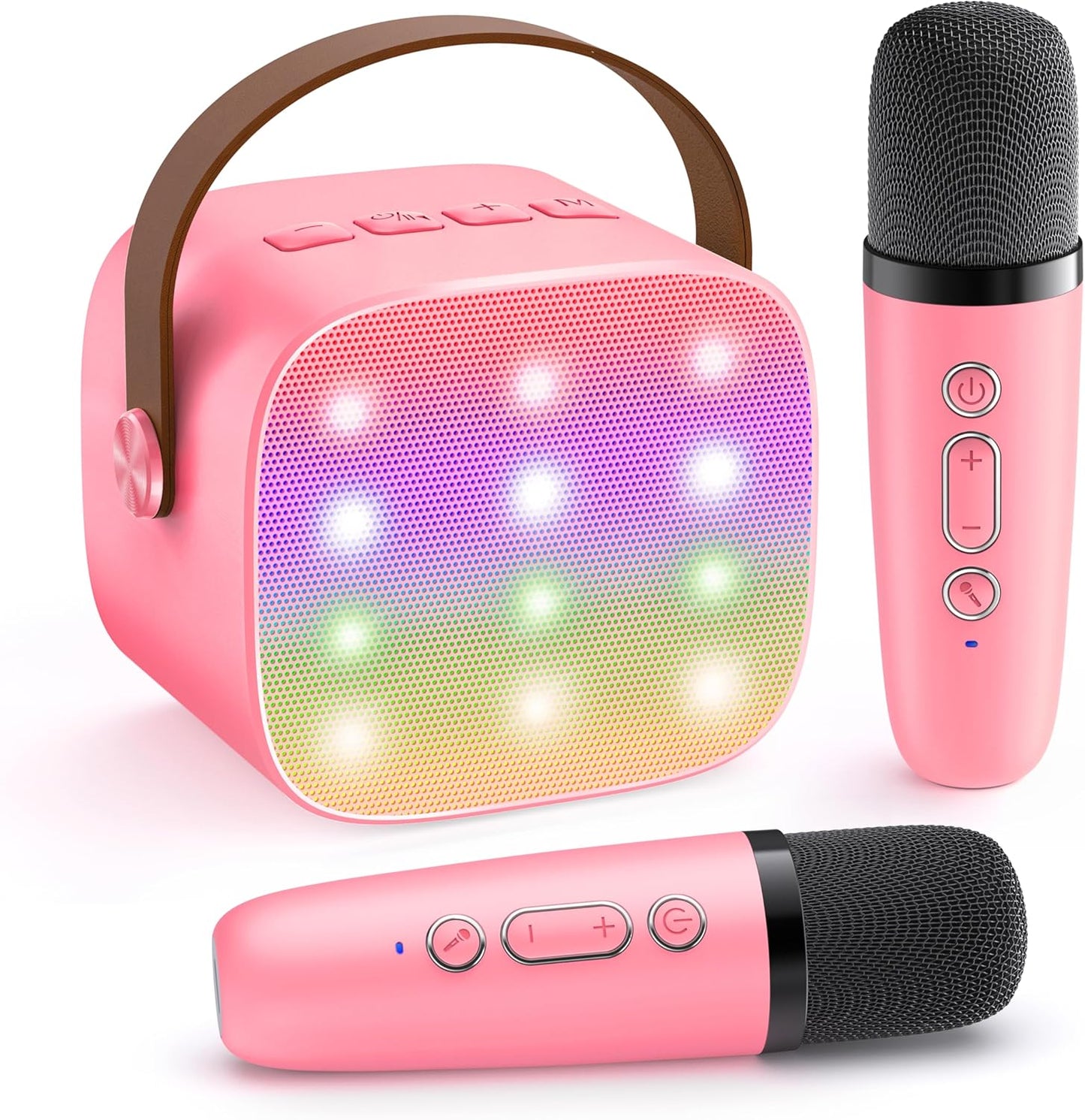 Tragbare Mini-Karaoke-Maschine mit Bluetooth-Lautsprecher und 2 kabellosen Mikrofonen – Veylo