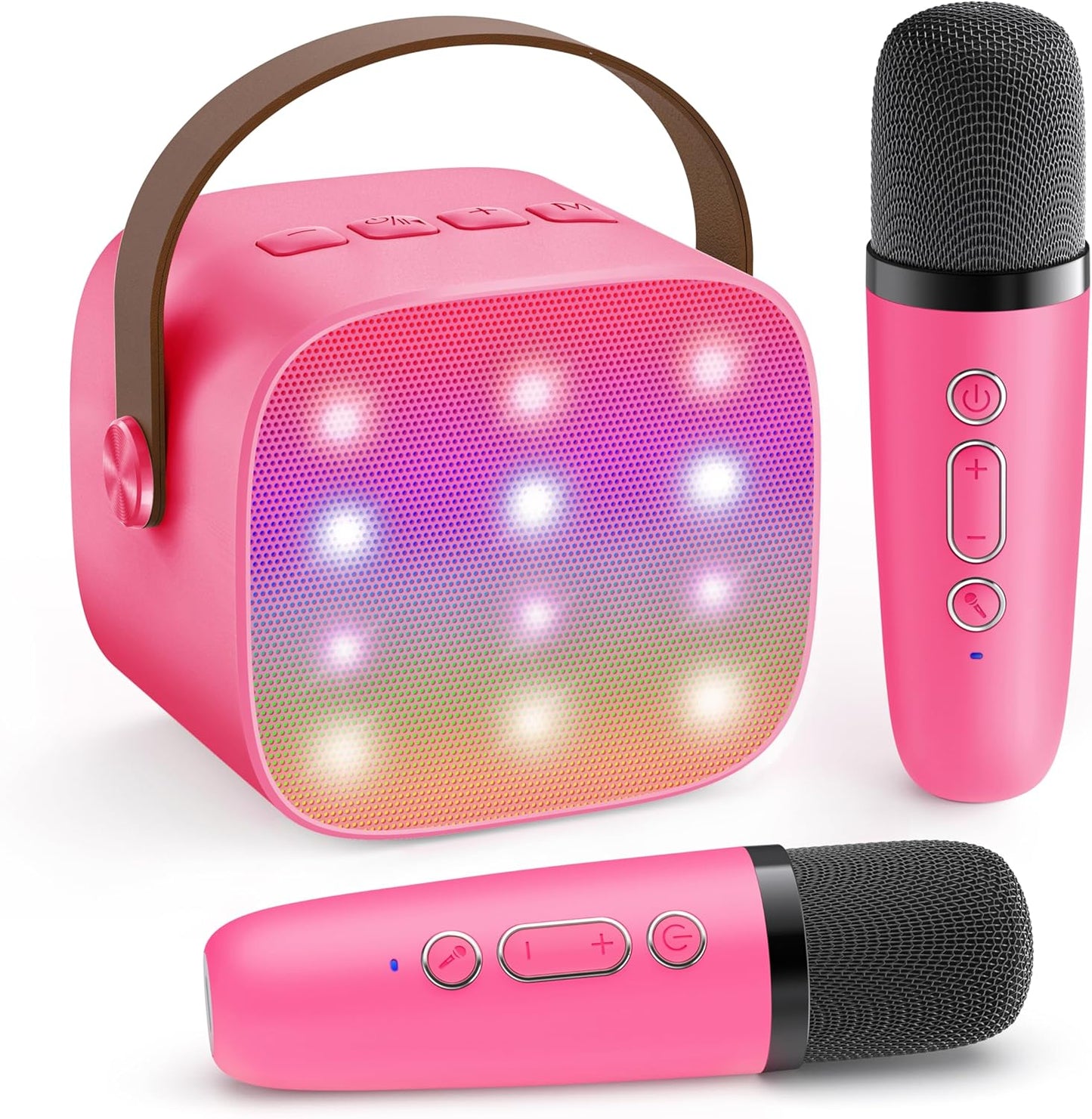 Tragbare Mini-Karaoke-Maschine mit Bluetooth-Lautsprecher und 2 kabellosen Mikrofonen – Veylo