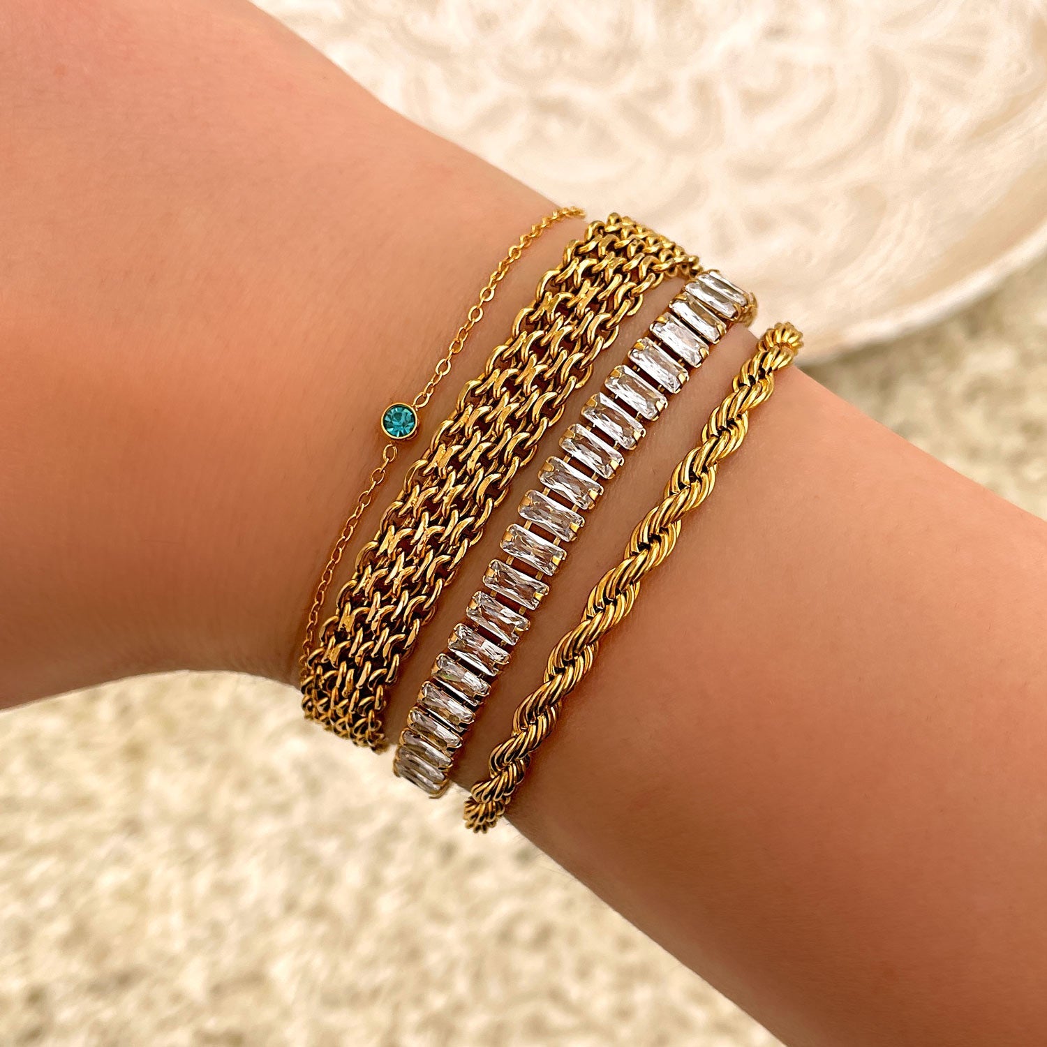 925 Sterling Silberarmband - GoldFlash 