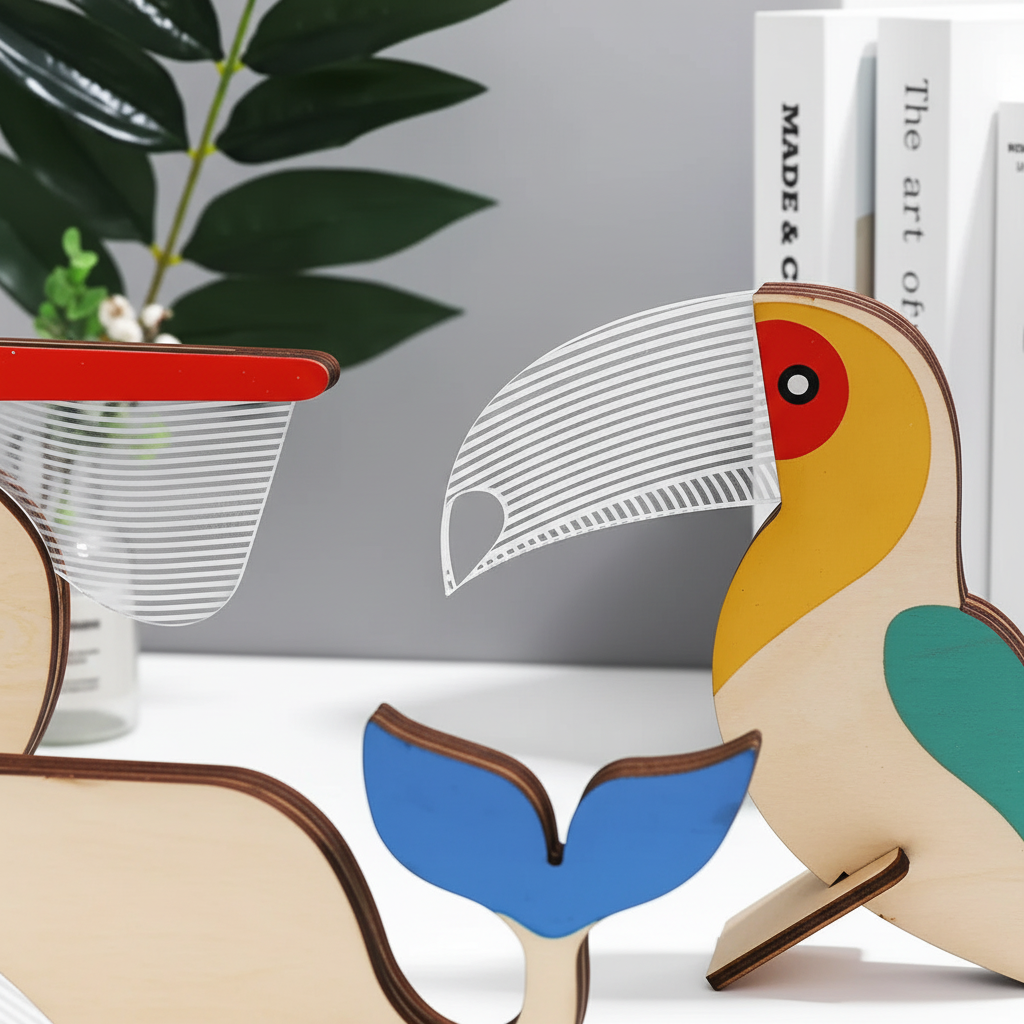 Acryl Holz LED Lampe - Glowfauna