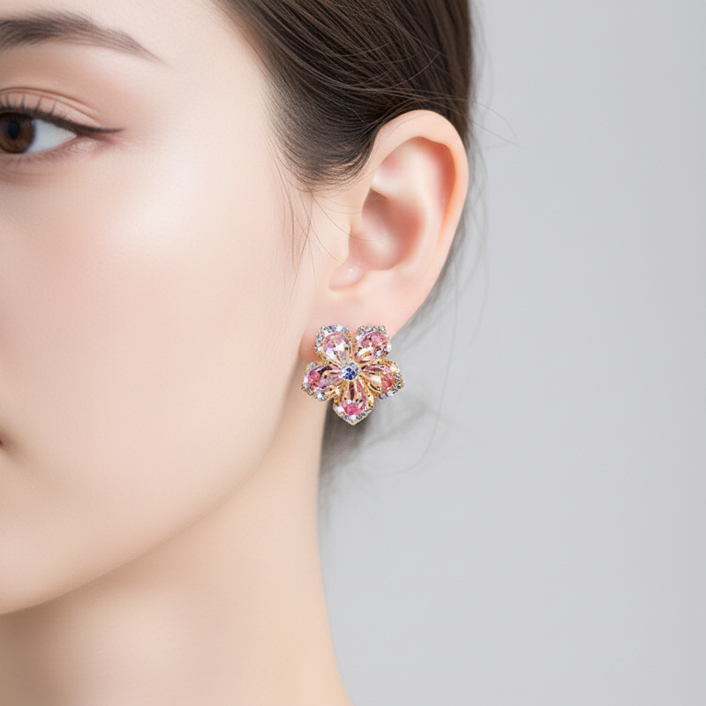 Blumenohrringe Mit Zirkonia - FloraEarrings 
