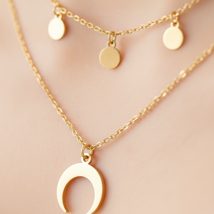 Doppelhalskette Mit Mondmotiv - CircleMagic 