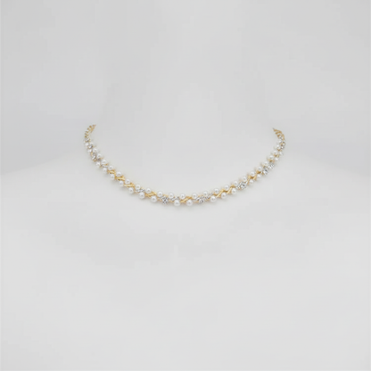 Doppelte Kristall- Und Perlenkette - CrystalPearlNecklace 