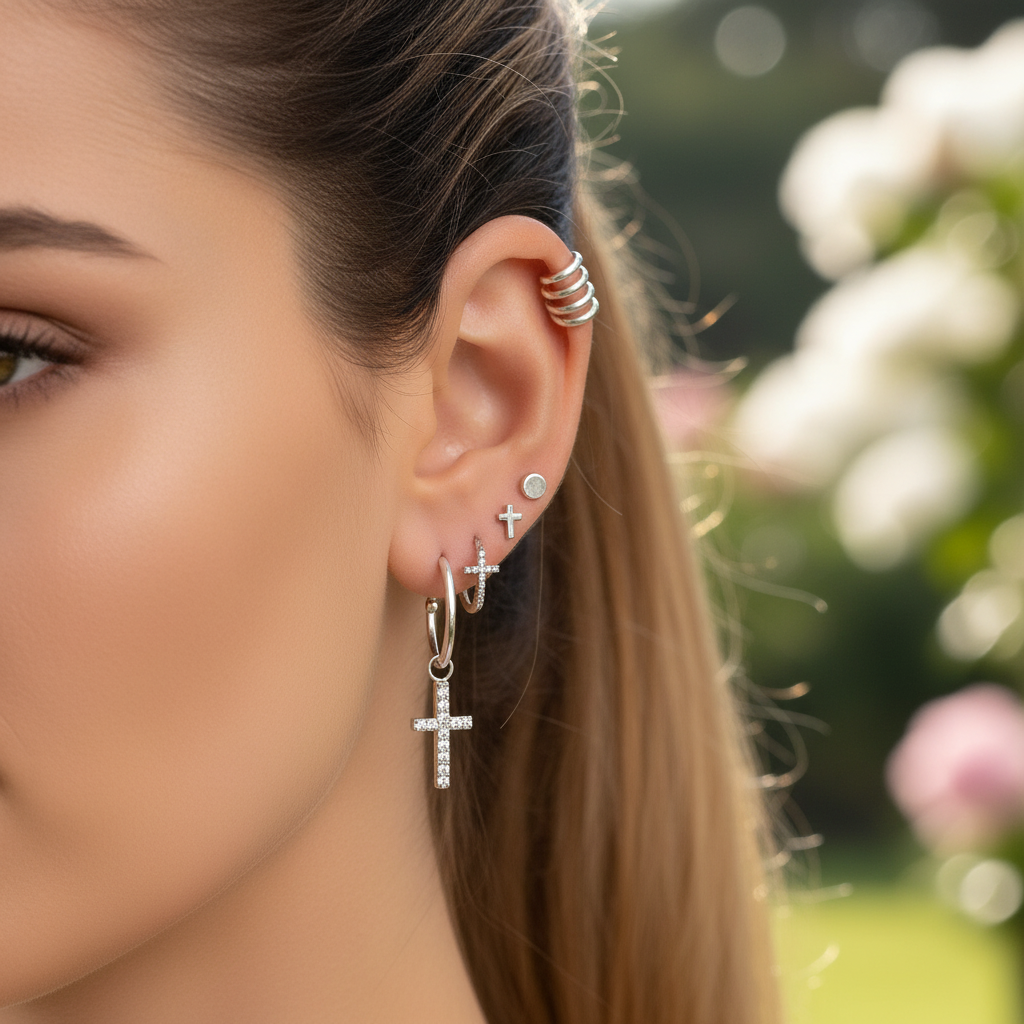 Filigrane Kreuz-Ohrringe - CrossShimmer 