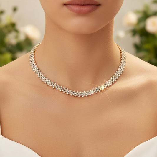 Geometrische Strass-Halskette - BraveryShine 