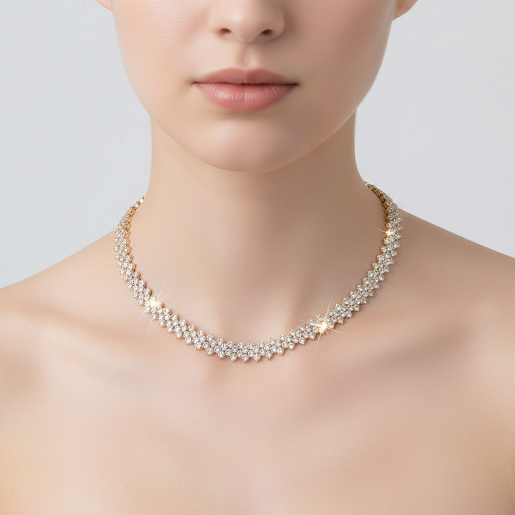 Geometrische Strass-Halskette - BraveryShine 