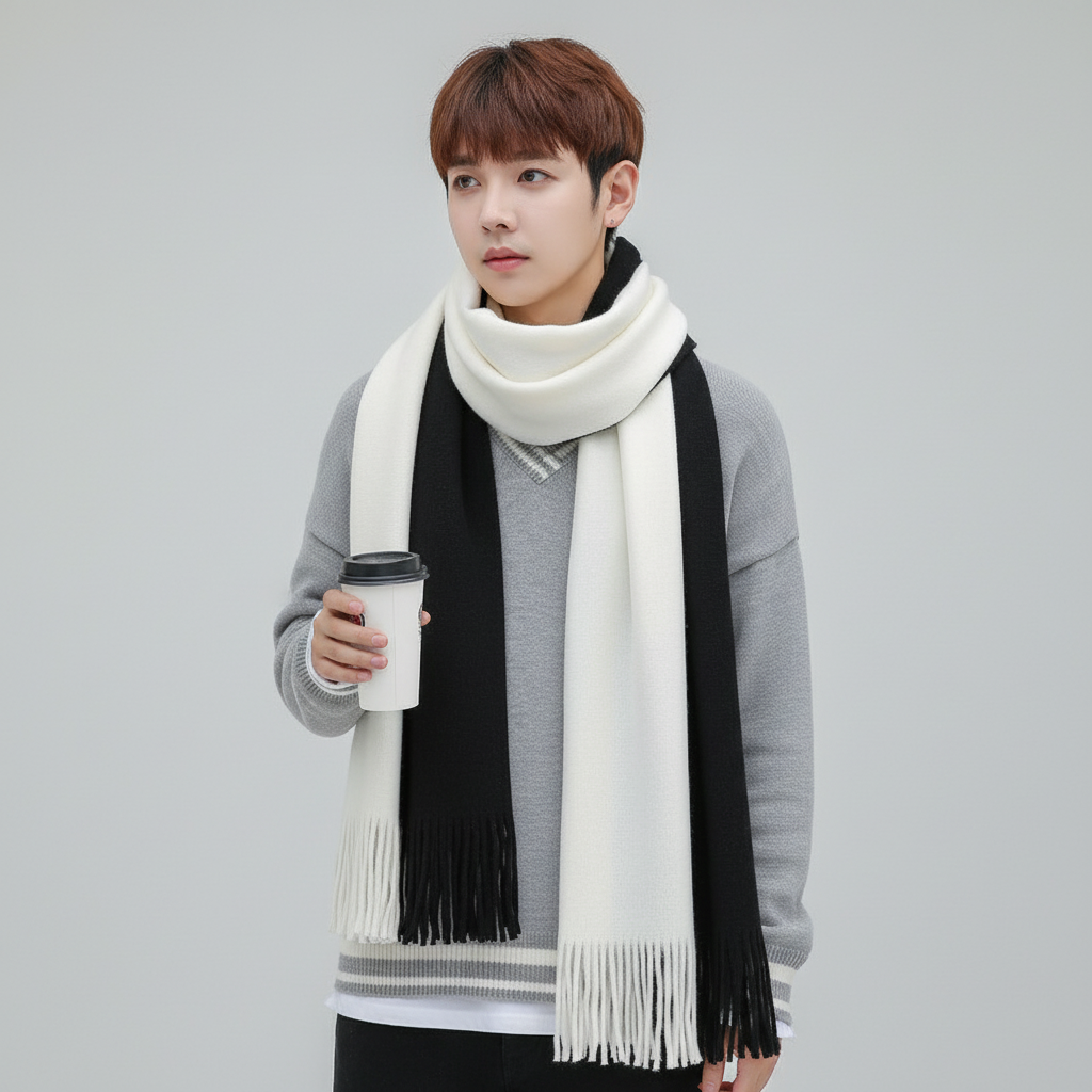 Gestrickter Schal Mit Fransenabschluss - Flaushade