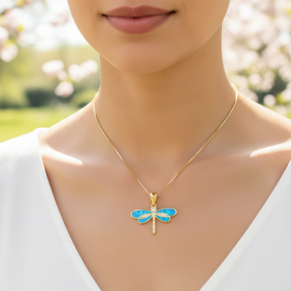 Goldene Halskette - DragonflyGlow 