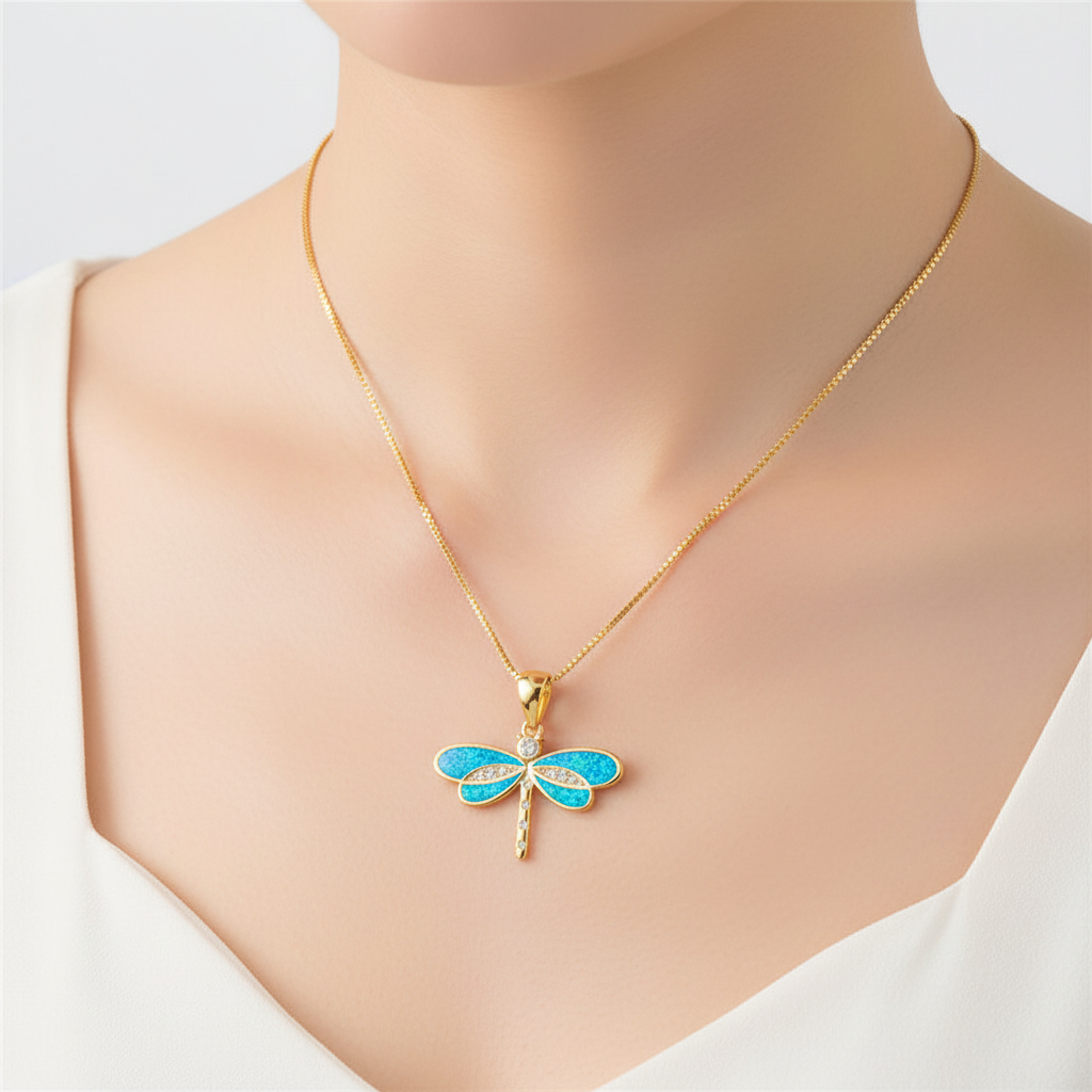 Goldene Halskette - DragonflyGlow 