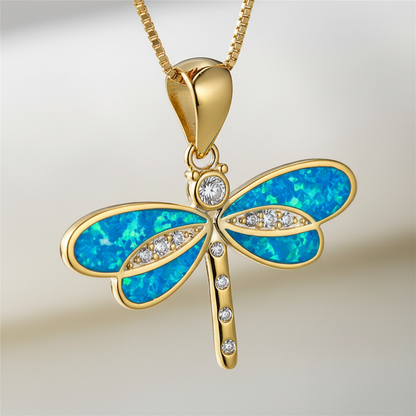 Goldene Halskette - DragonflyGlow 