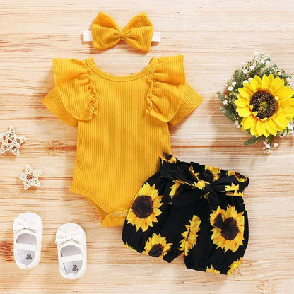 2-teiliges Baby-Outfit mit Sonnenblumenmuster – SonnenLächeln