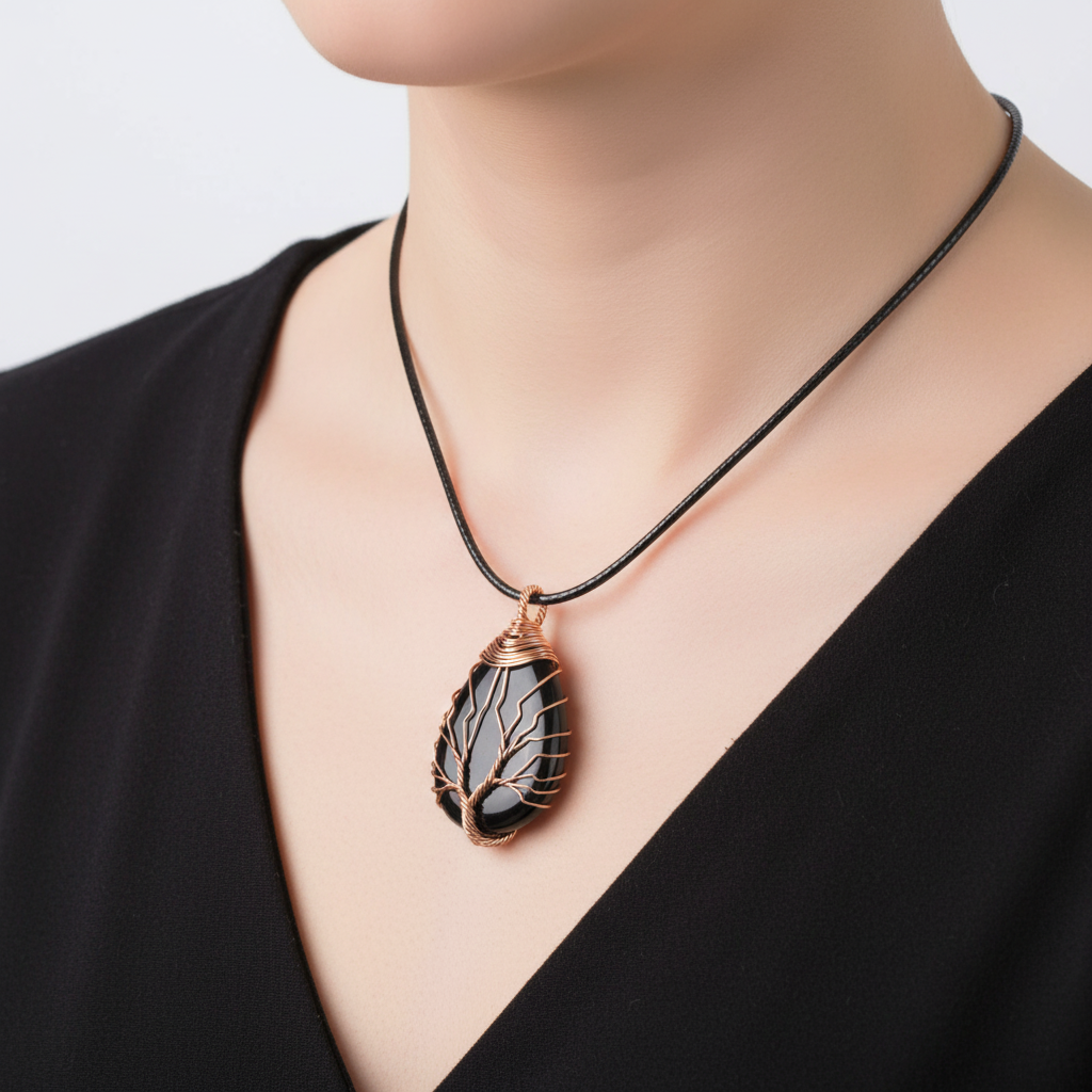 Handgefertigte Tropfenkette - ObsidianPower 