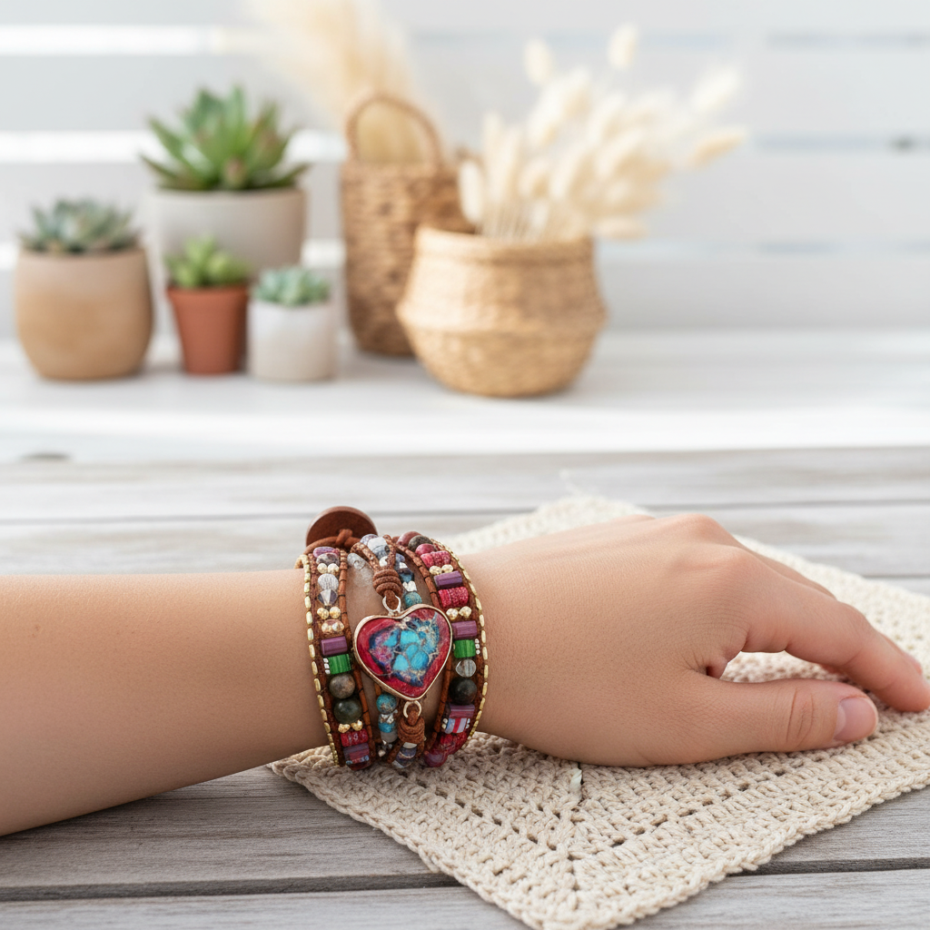 Handgefertigtes Wickelarmband - JasperBracelet 