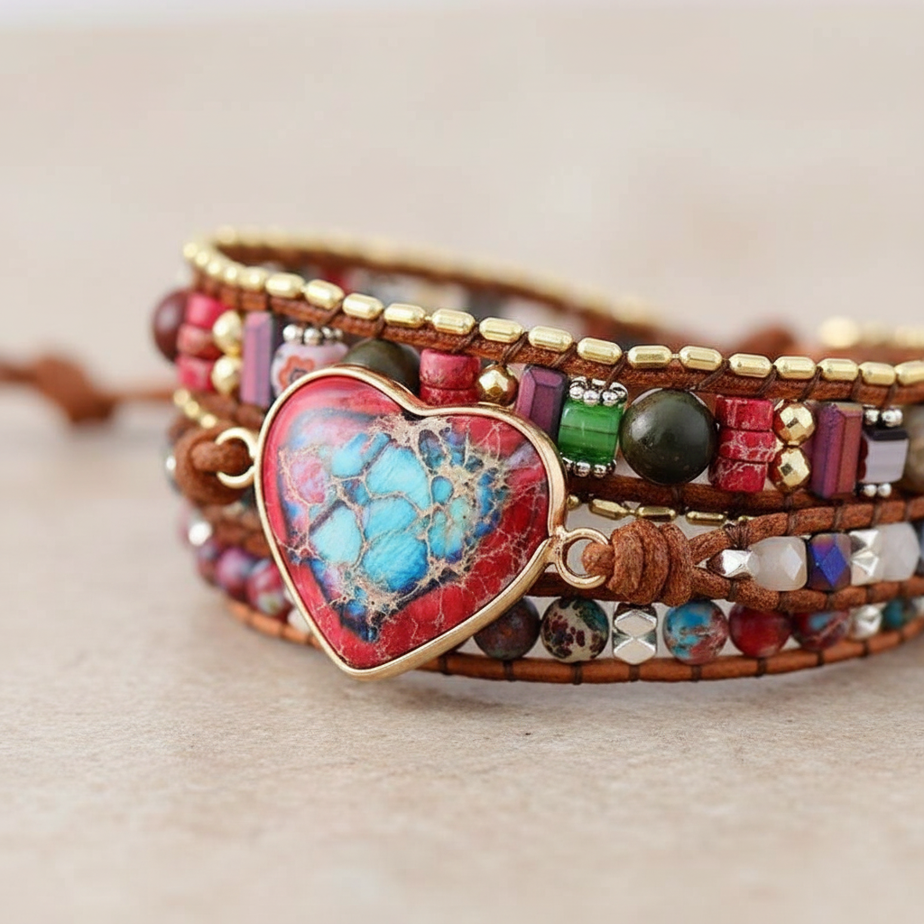 Handgefertigtes Wickelarmband - JasperBracelet 