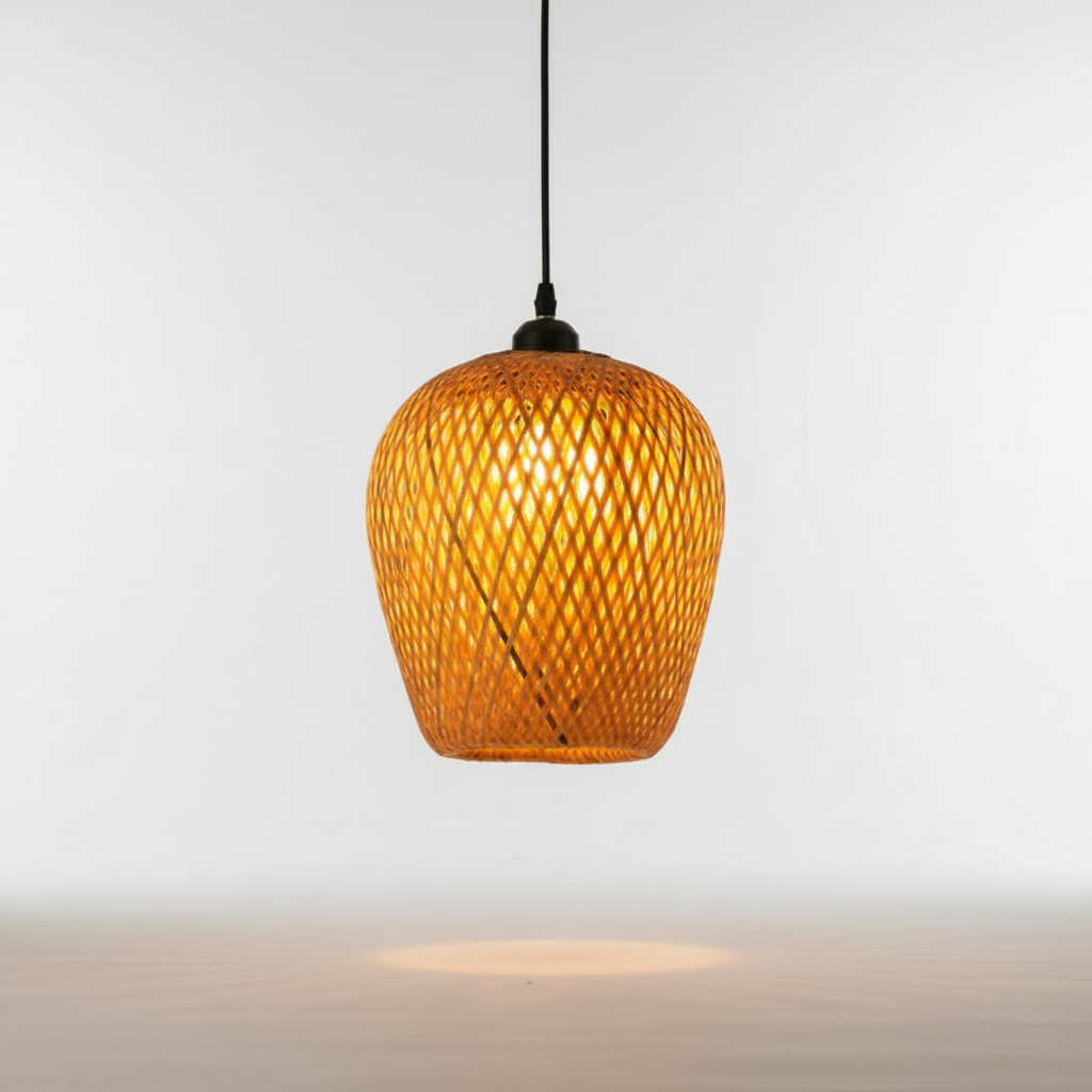 Handgewebte Rattan Hängelampe - WovenGlow