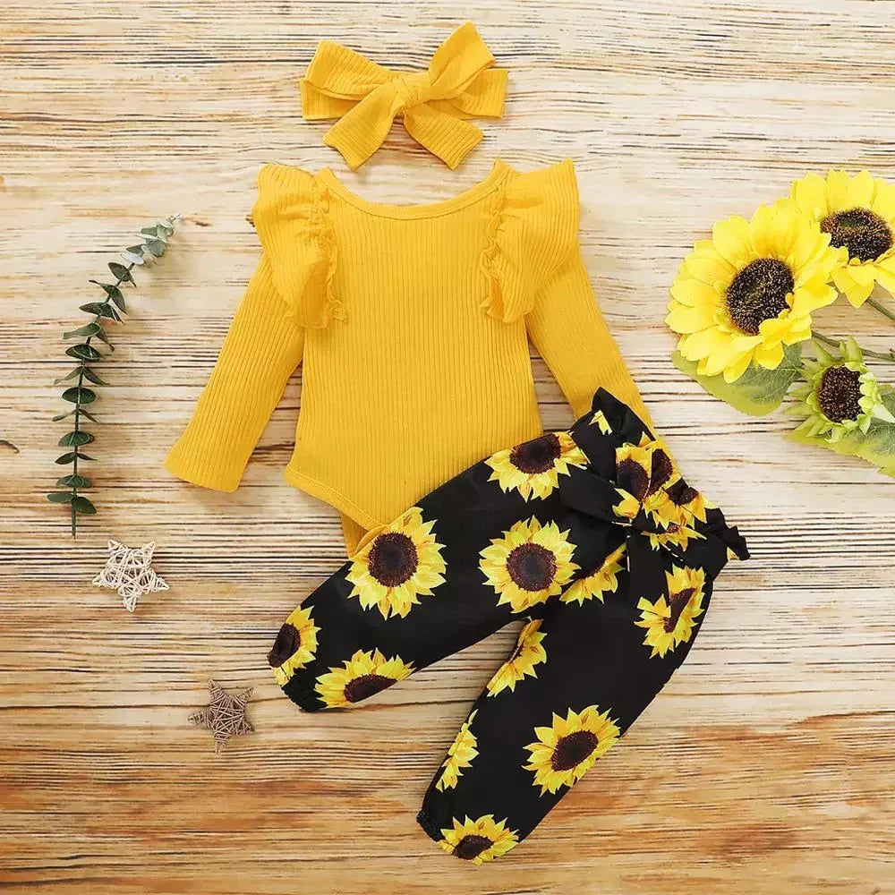 2-teiliges Baby-Outfit mit Sonnenblumenmuster – SonnenLächeln