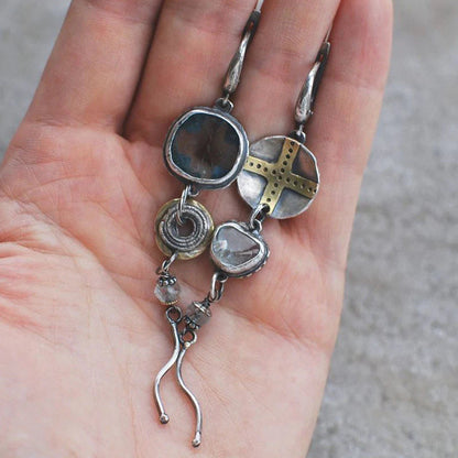 Kreuzohrringe Mit Steinen - BlueGemstone 