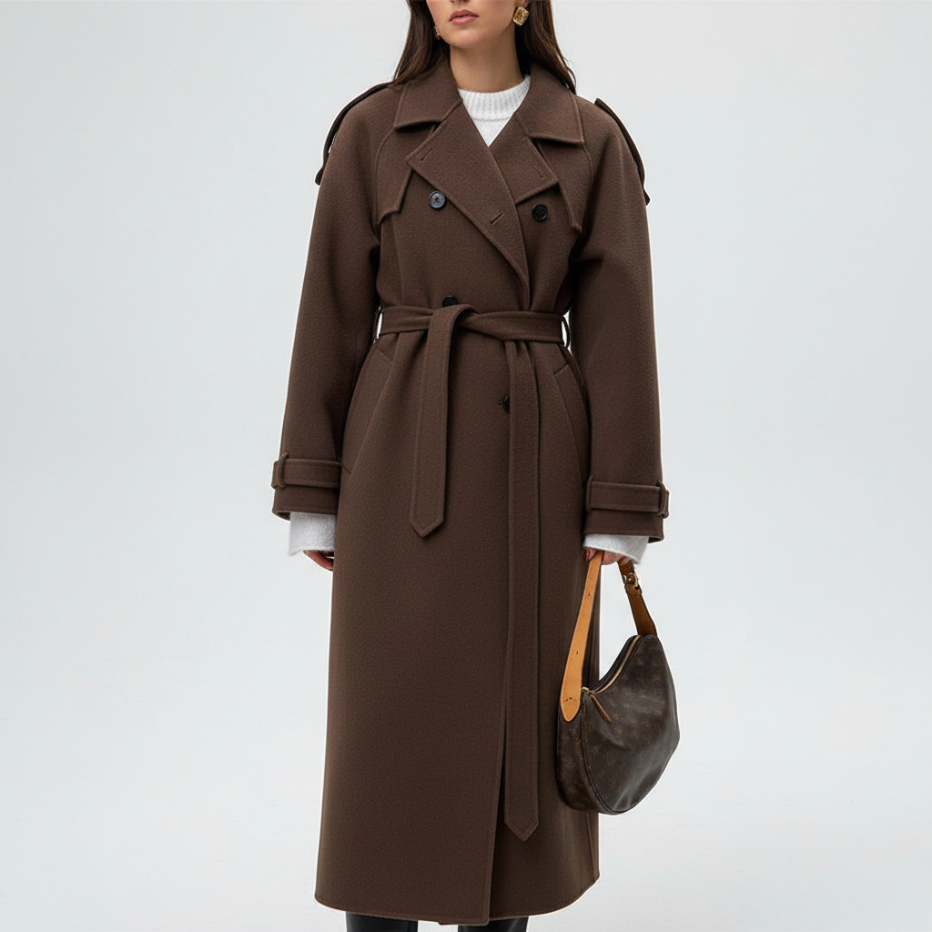 Maxi Mantel Mit Taillengürtel - Faye