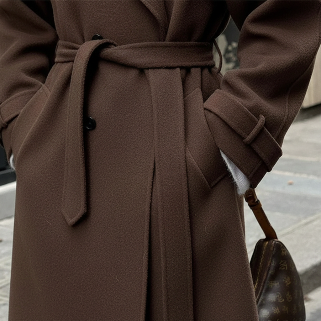 Maxi Mantel Mit Taillengürtel - Faye