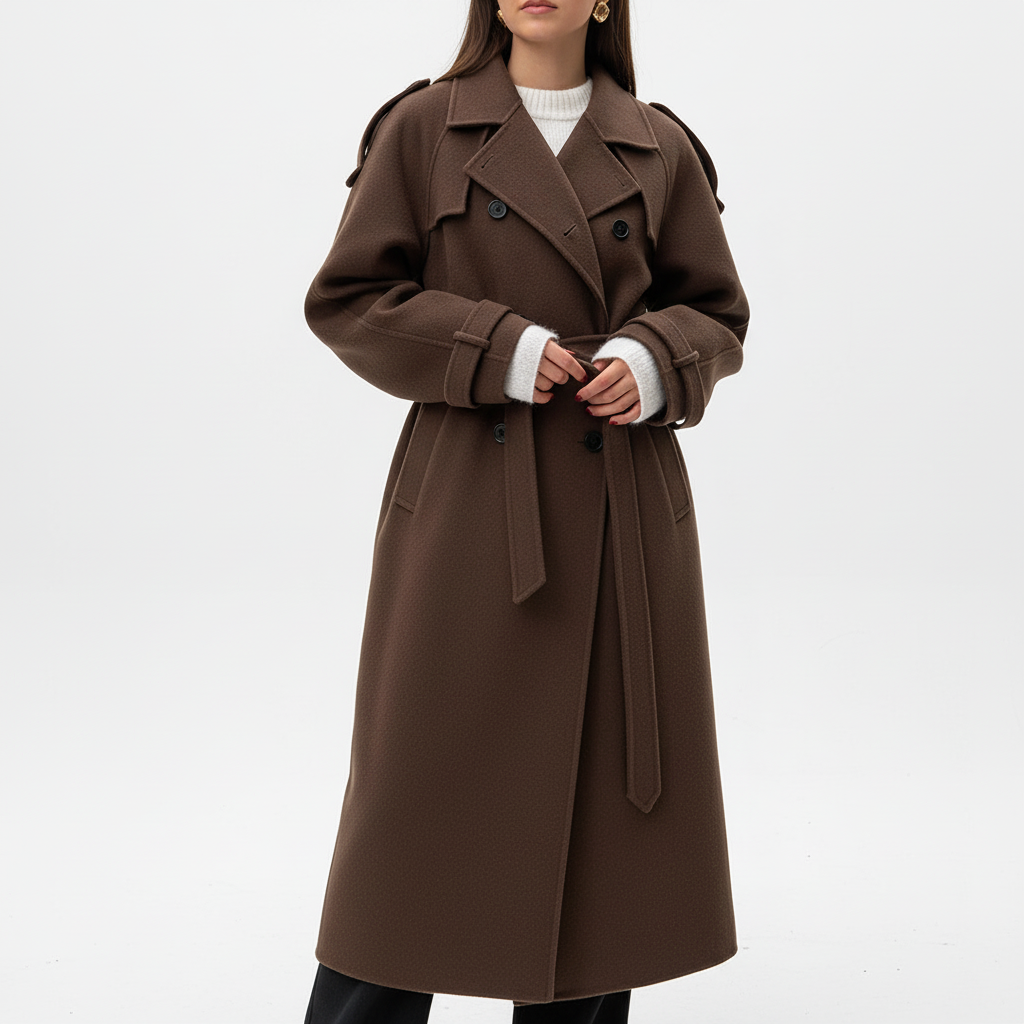 Maxi Mantel Mit Taillengürtel - Faye