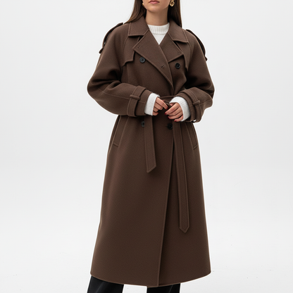 Maxi Mantel Mit Taillengürtel - Faye