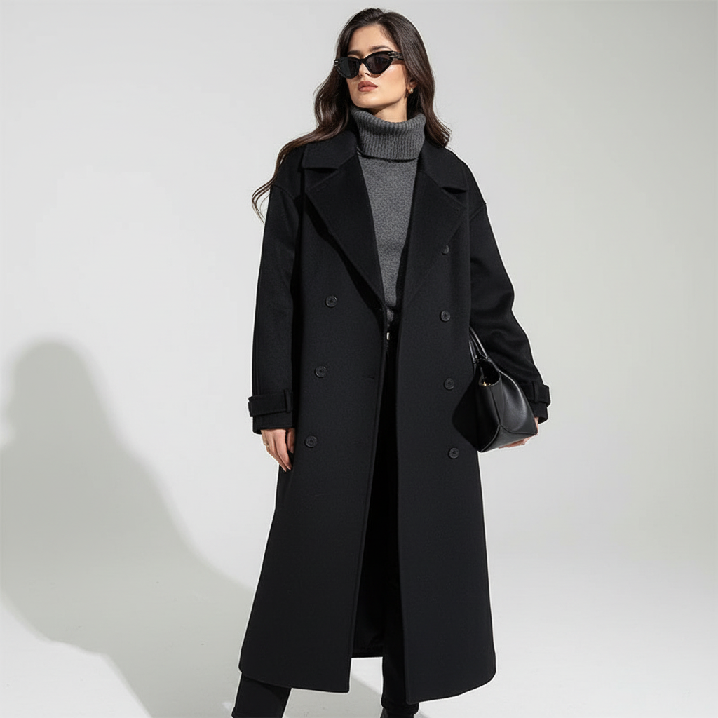 Maxi Mantel Mit Taillengürtel - Faye