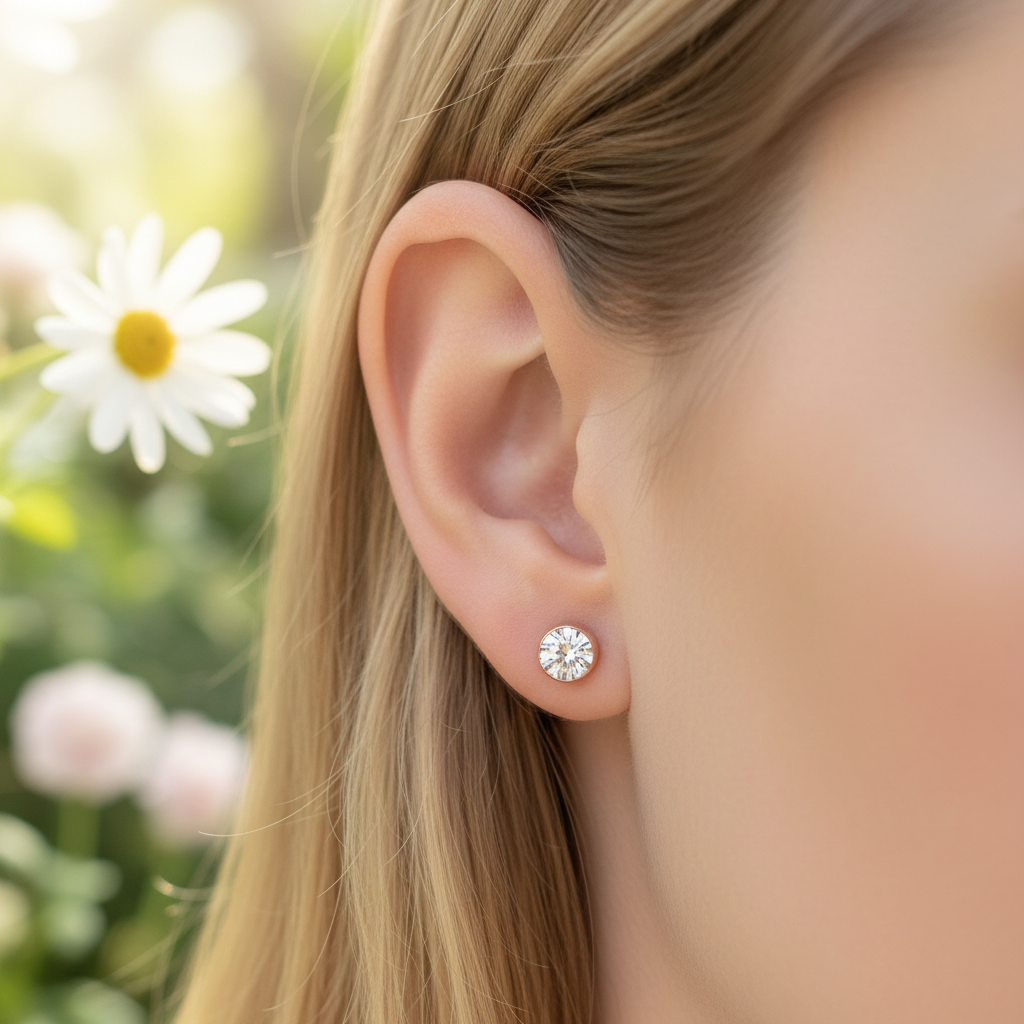 Ohrstecker Aus Titanstahl - ZirconiaPearl 