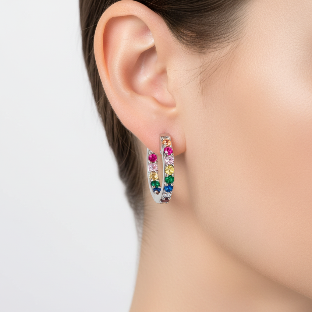 Regenbogenfarbene Creolen - DazzleHoop 