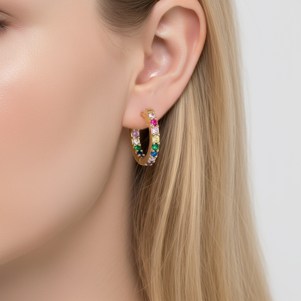 Regenbogenfarbene Creolen - DazzleHoop 