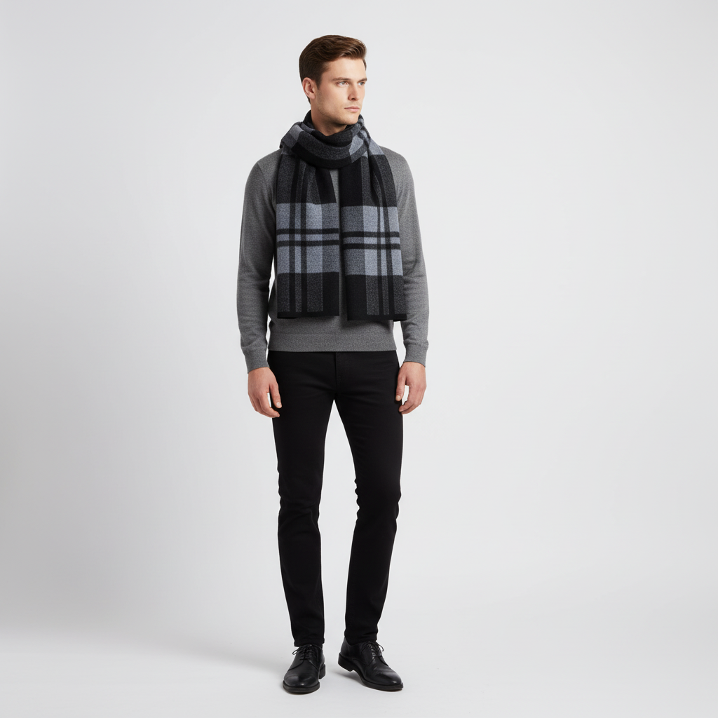 Reine Wolle Flauschiger Herrenschal - WrapNoble
