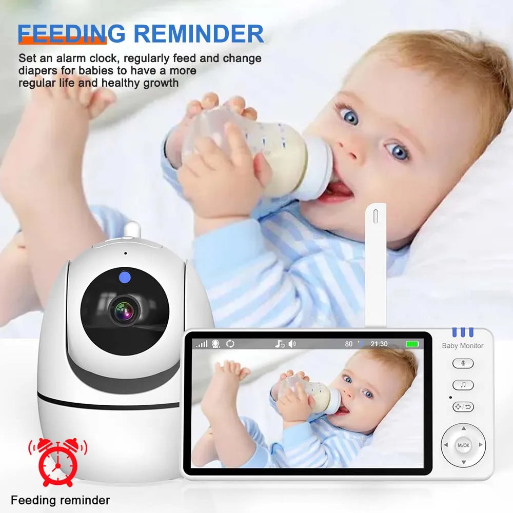 5-Zoll HD Video-Babyphone mit Kamera, PTZ-Zoom und Nachtsicht