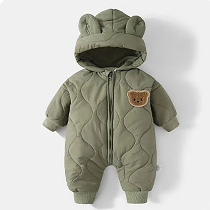 Kapuzen-Winteroverall mit Bärenmotiv für Babys – Kuschelig & Winterwarm