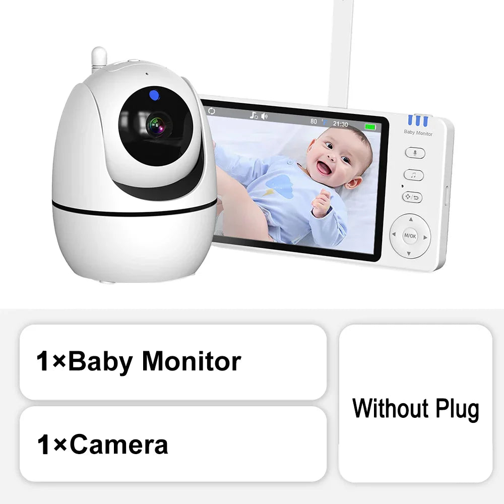 5-Zoll HD Video-Babyphone mit Kamera, PTZ-Zoom und Nachtsicht
