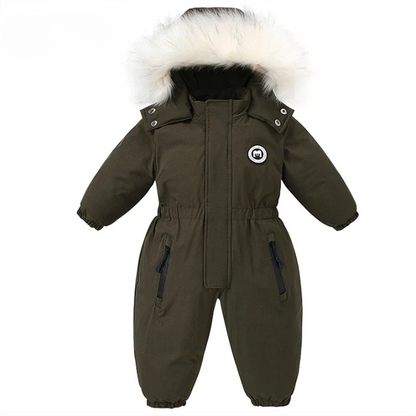 Baby-Winteroverall mit Kapuze, wasserdicht und warm gefüttert – Mila Winterzauber Edition