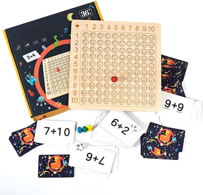 Lernspiel Holzbrett zur Multiplikation 1–10 mit Karten & Würfeln