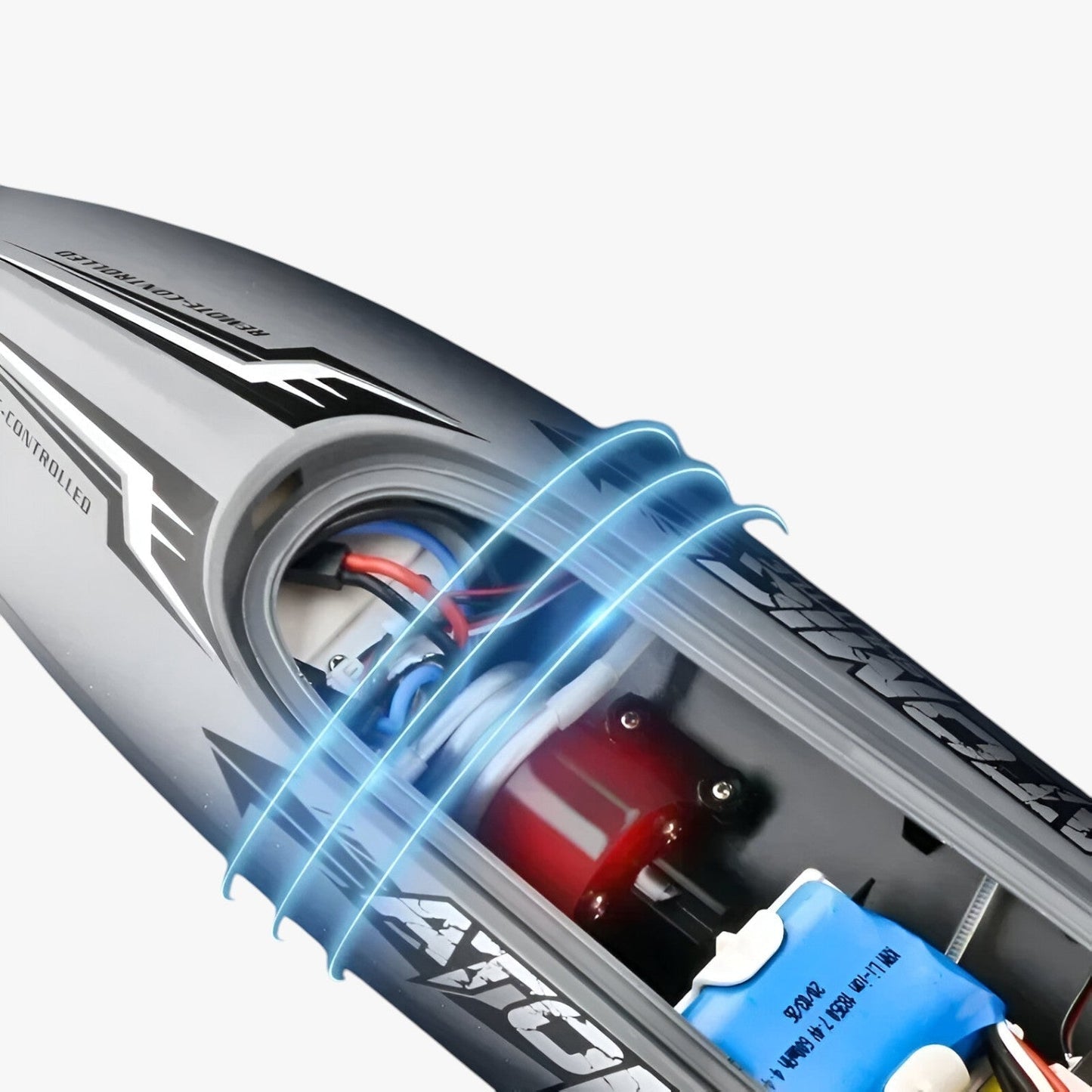 Hochleistungs-Rennboot AquaX – RC-Speedboot mit Wasserkühlung & Auto-Reset