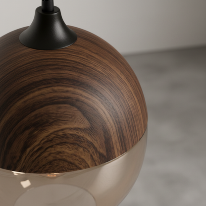 Skandinavische Holzglas Hängeleuchte - ScandiSphere